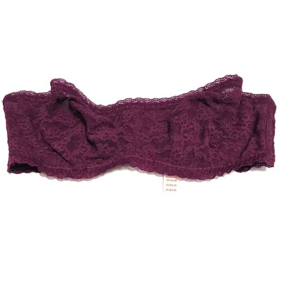 VS Victoria's Secret Lace Underwire Strapless Bandeau Bra Burgundy Small NEW - Picture 2 of 11